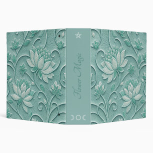 Create Your Own Seafoam White Lotus Vintage Floral 3 Ring Binder