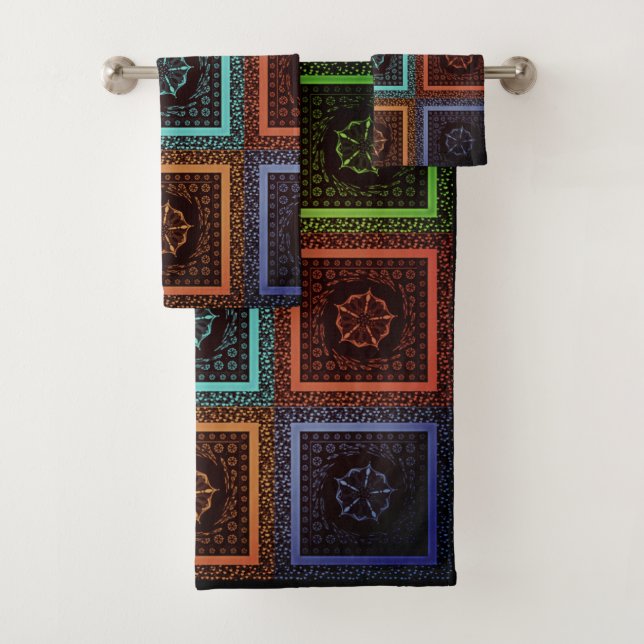 Create Your Own Seamless Pattern. Checkered Repeat Bath Towel Set (Insitu)