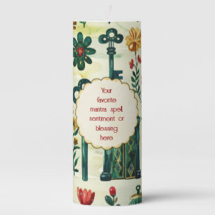 Create Your Own Secret Emerald Garden Doors Ivory Pillar Candle