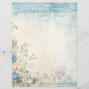 Create Your Own Shabby Chic Blue Ivory Floral Letterhead