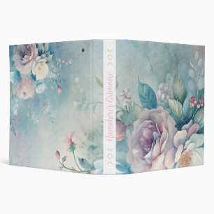 Create Your Own Shabby Chic Blue Pink White Roses 3 Ring Binder
