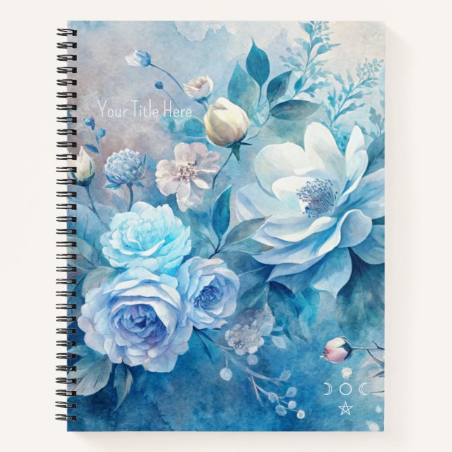 Create Your Own Shabby Chic Blue & Purple Roses Notebook (Front)