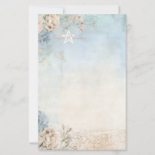Create Your Own Shabby Chic Blue Roses Floral Stationery