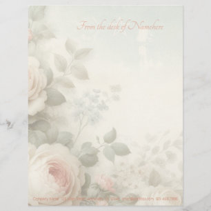Create Your Own Shabby Chic Cabbage Roses Floral Letterhead