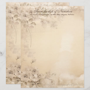 Create Your Own Shabby Chic Grunge Flowers Floral Letterhead