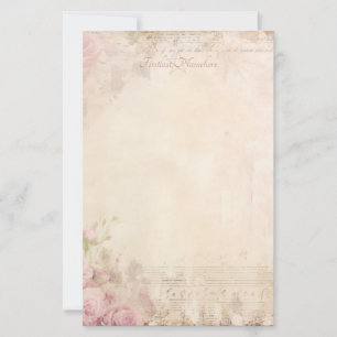Create Your Own Shabby Chic Pink Roses Ephemera Stationery