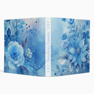 Create Your Own Shabby Chic Romantic Blue Roses 3 Ring Binder