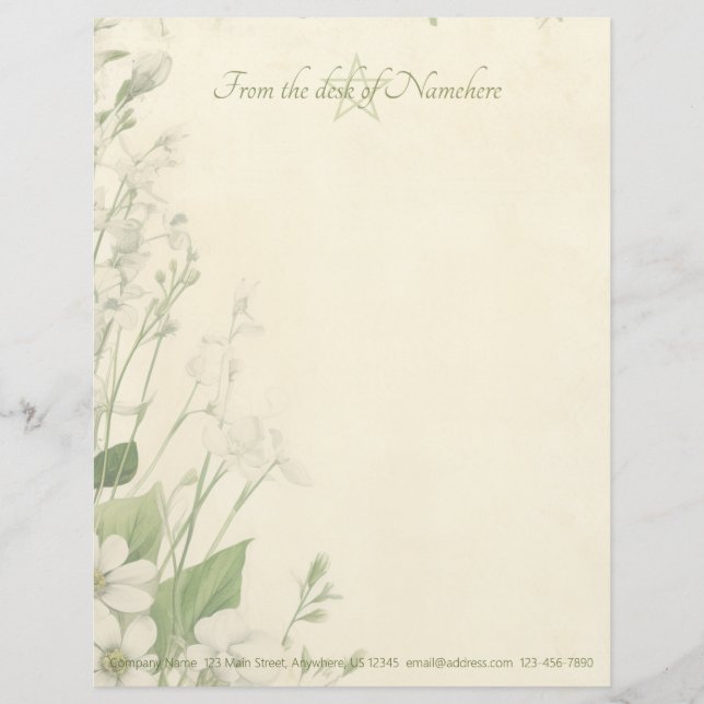 Create Your Own Shabby Chic Spring Daisies Floral Letterhead (Front)