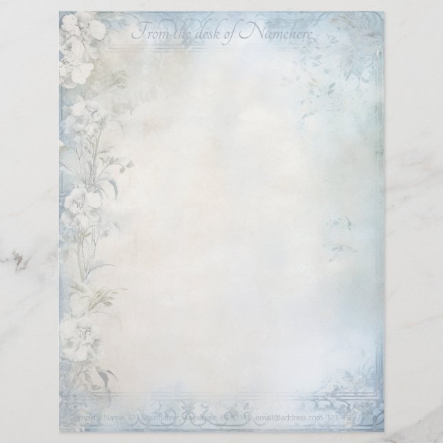 Create Your Own Shabby Chic White Carnations Letterhead (Front)