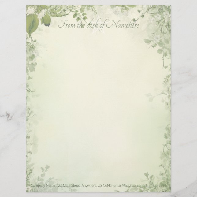 Create Your Own Shabby Chic Wildflower Vine Letterhead (Front)