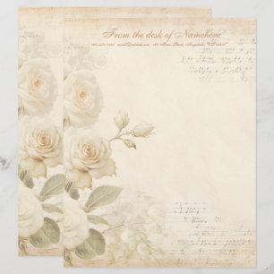 Create Your Own Shabby Chic Yellow Roses Floral Letterhead