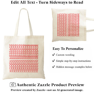 Create Your Own Short Hidden Message 148R Novelty Tote Bag