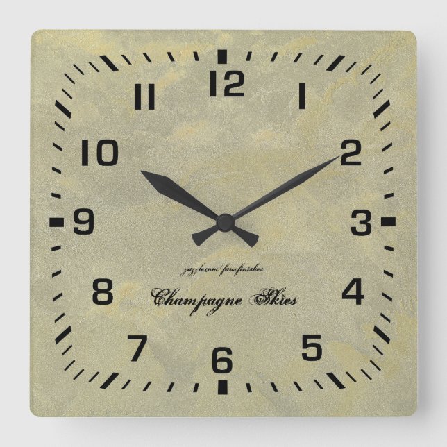 Create Your Own Silver And Gold Metallic Plaster Square Wall Clock (Front)