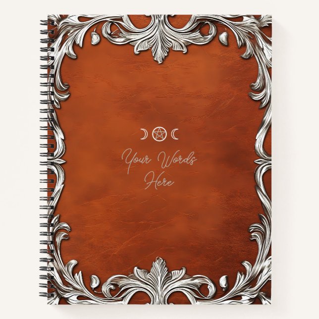 Create Your Own Silver Embossed Faux Camel Leather Notebook (Front)