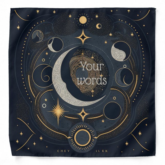 Create Your Own Silver & Gold Celestial Lunar Bandana (Front)