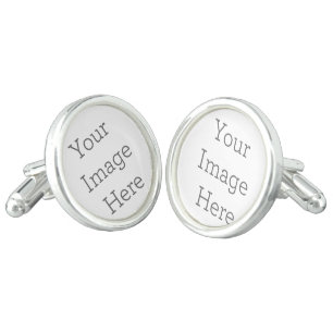Create Your Own Silver Plated Round Cufflinks