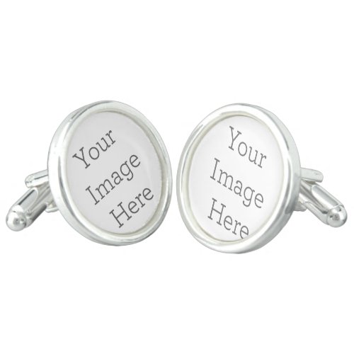 Create Your Own Silver Plated Round Cufflinks