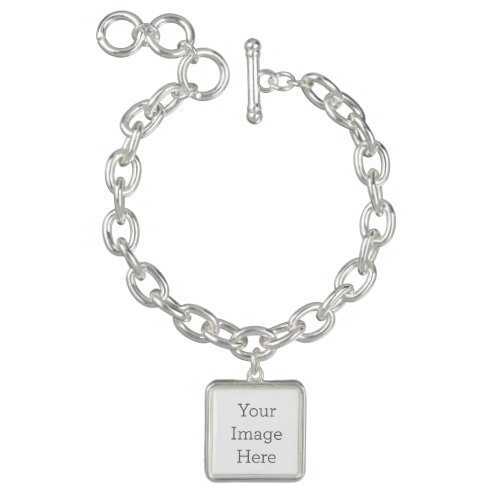 Create Your Own Silverplated Square Charm Bracelet