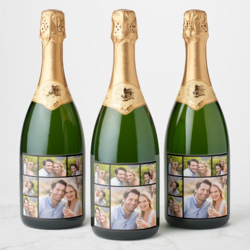 Create Your Own Simple 6 Photo Collage Sparkling Wine Label