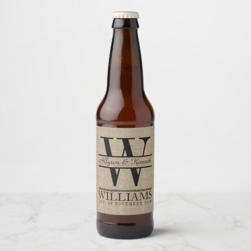 Create Your Own Simple Anniversary Logo Monogram Beer Bottle Label