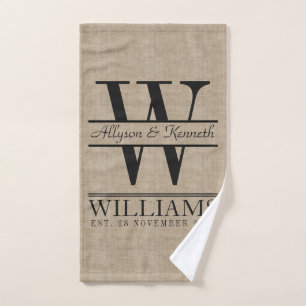 Create Your Own Simple Anniversary Logo Monogram Hand Towel