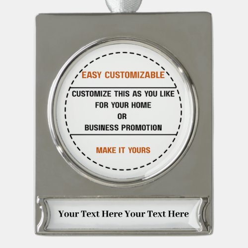 Create Your Own Simple Brand Promotion Silver Plated Banner Ornament
