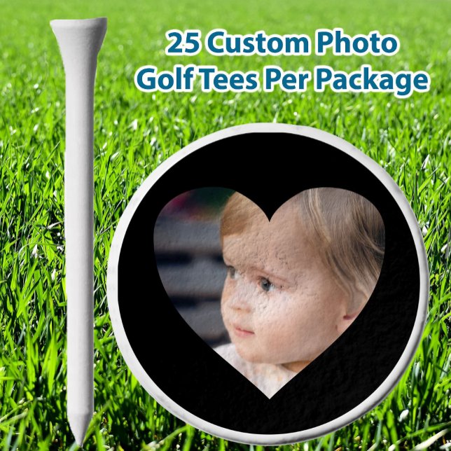 Create Your Own Simple Custom Kids Photo Black Golf Tees (Creator Uploaded)