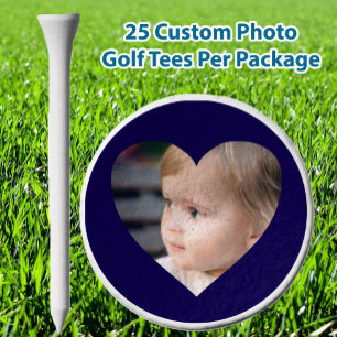 Create Your Own Simple Custom Kids Photo Blue Golf Tees