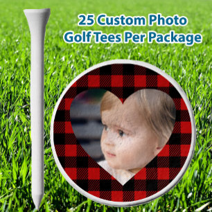 Create Your Own Simple Custom Kids Photo Red Plaid Golf Tees