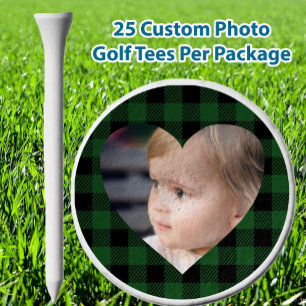 Create Your Own Simple Custom Photo Green Plaid Golf Tees