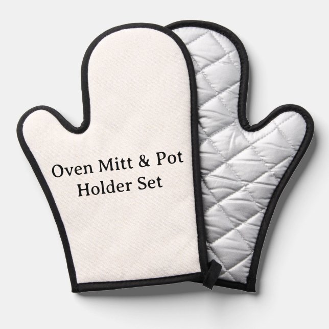 Create Your Own Simple Custom Silver Quilted Oven Mitt (Front/Back)