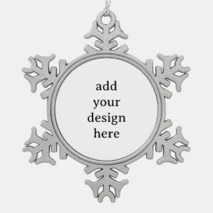 Create Your Own Simple Custom Snowflake Framed  Pewter Christmas Ornament
