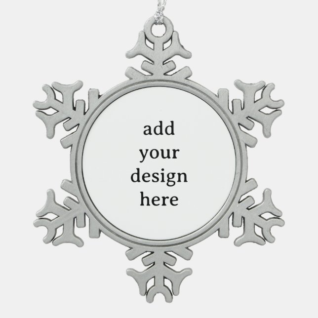 Create Your Own Simple Custom Snowflake Framed  Pewter Christmas Ornament (Front)