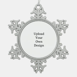 Create Your Own Simple Custom Snowflake Framed Pewter Christmas Ornament