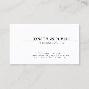 Create Your Own Simple Design Elegant White Plain Business Card