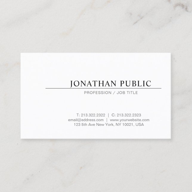 Create Your Own Simple Design Elegant White Plain Business Card (Front)