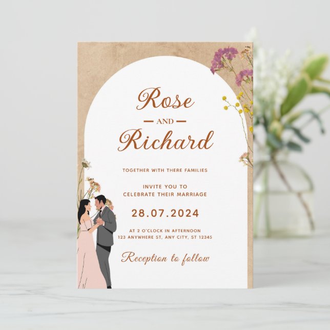 Create your Own Simple Elegant Rustic Wedding Invitation (Standing Front)
