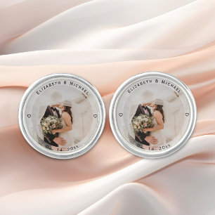 Create Your Own Simple Elegant Wedding Day Photo Cufflinks