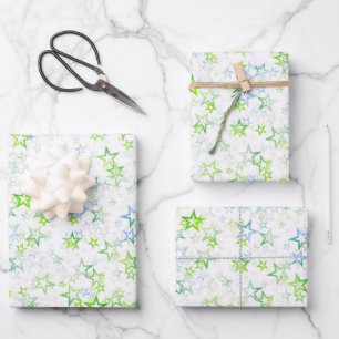 Create Your Own Simple Faded Stars Pattern Wrapping Paper Sheets