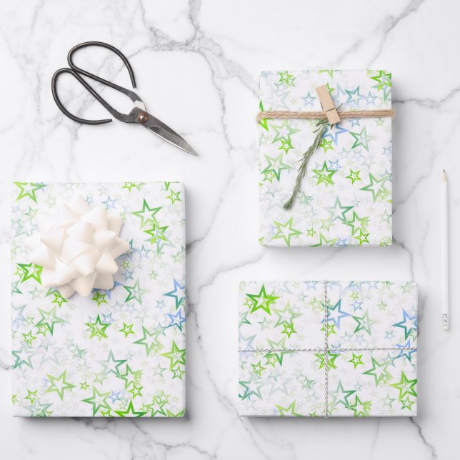 Create Your Own Simple Faded Stars Pattern Wrapping Paper Sheets (Front)