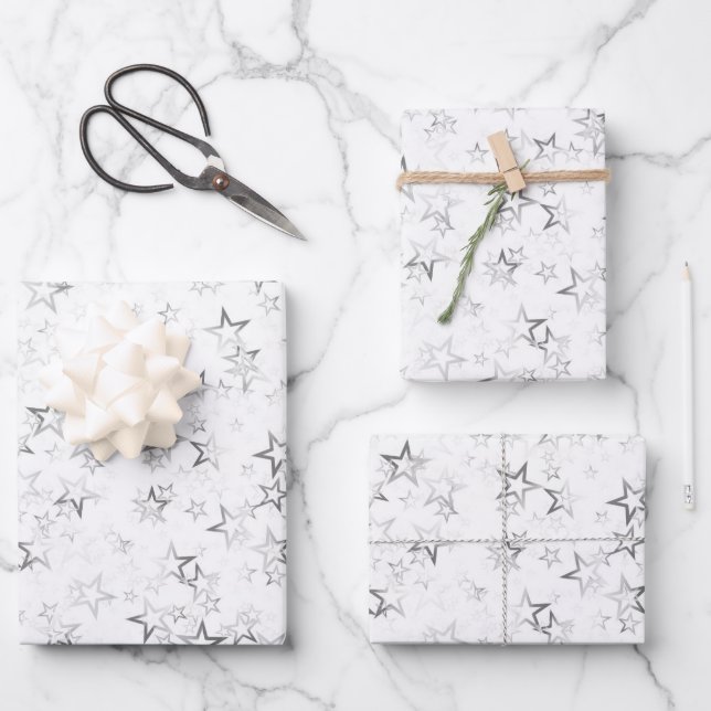 Create Your Own Simple Faded Stars Pattern Wrapping Paper Sheets (Front)