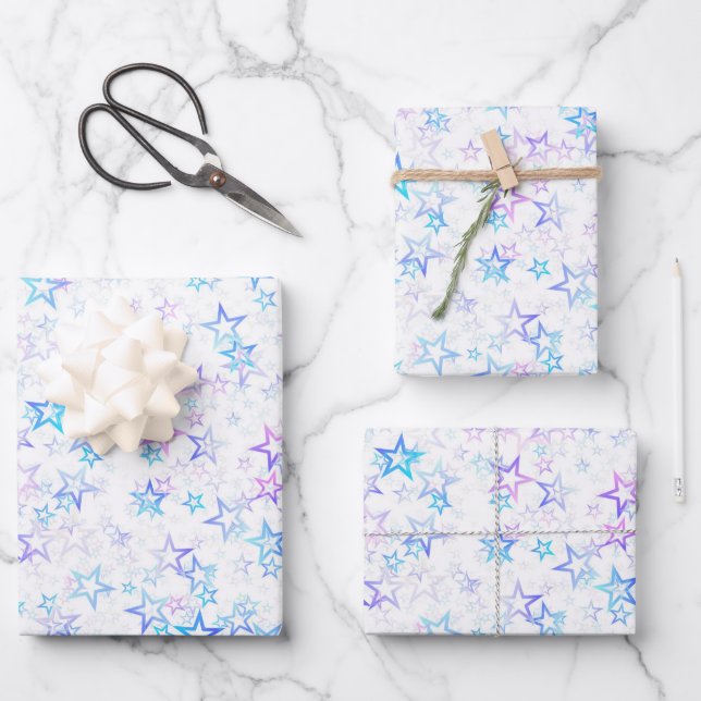 Create Your Own Simple Faded Stars Pattern Wrapping Paper Sheets (Front)