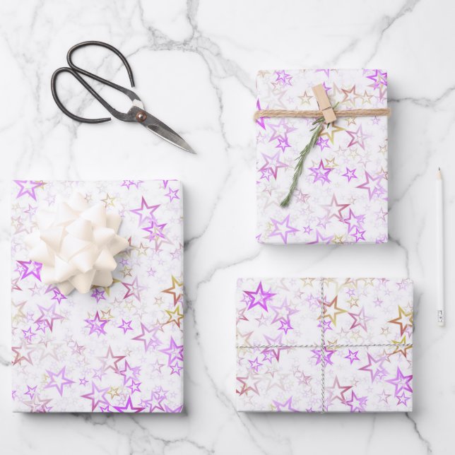 Create Your Own Simple Faded Stars Pattern Wrapping Paper Sheets (Front)