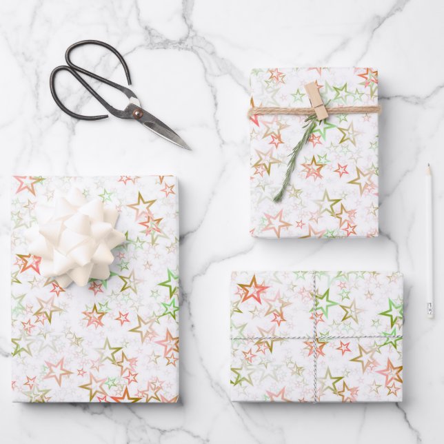Create Your Own Simple Faded Stars Pattern Wrapping Paper Sheets (Front)