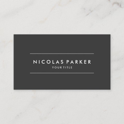 Create Your Own Simple Plain Minimalist Dark Grey Business Card