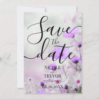 Create Your Own Simple Purple Flowers Wedding Save The Date
