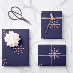 Create Your Own Simple Purple Pink Snowflakes Wrapping Paper Sheets