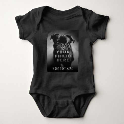 Create Your Own Simple Single Photo  Custom Text  Baby Bodysuit