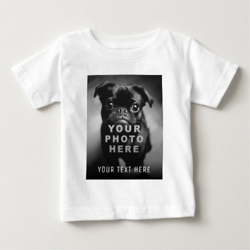 Create Your Own Simple Single Photo  Custom Text Baby T_Shirt