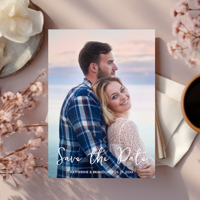Create Your Own Simple Wedding Couple Photo  Save The Date (Front of Card - Modern Photo Save the Date)
